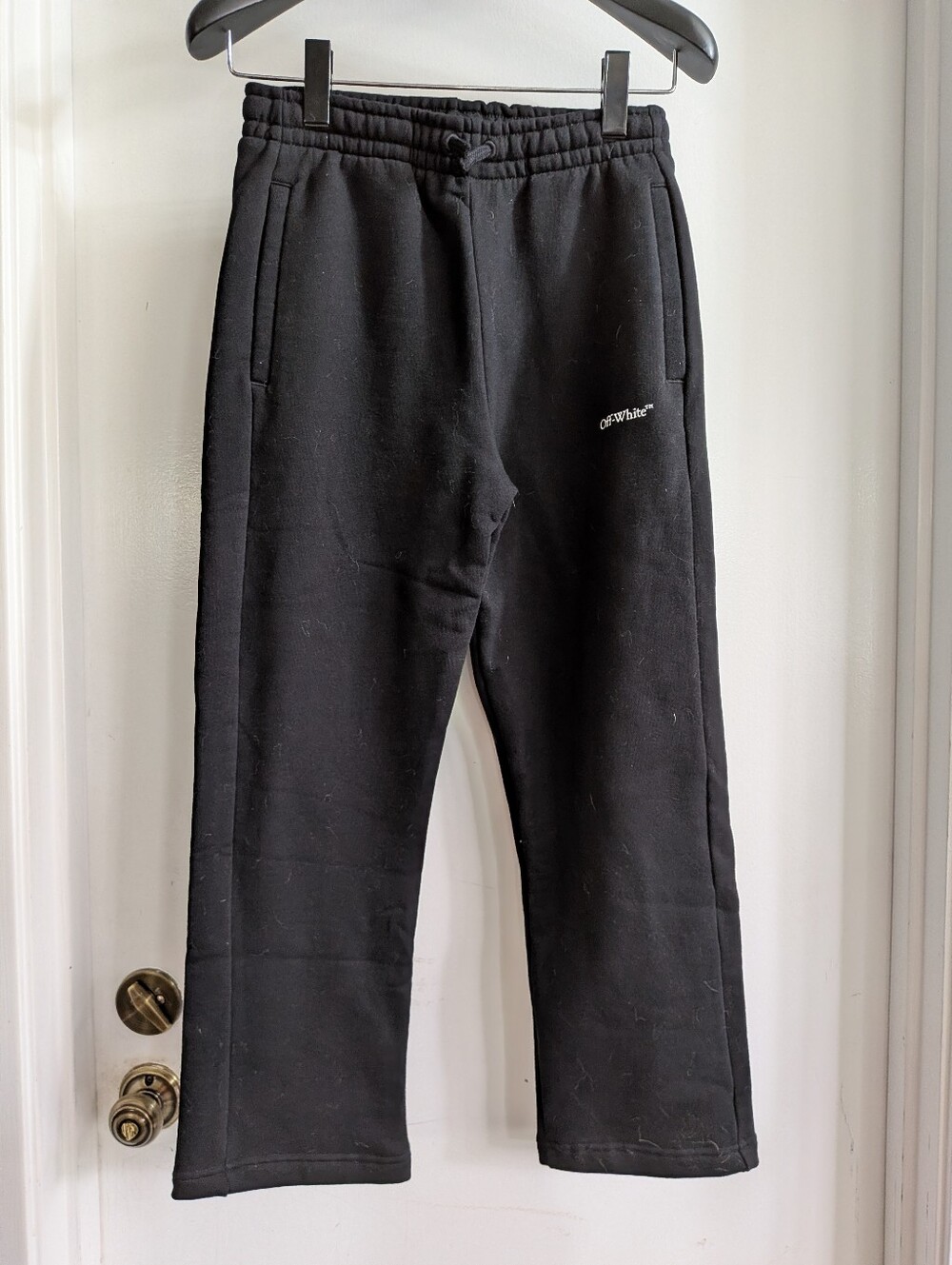 Off-White Black Sweatpants with Minimal Logo Kids Size 12